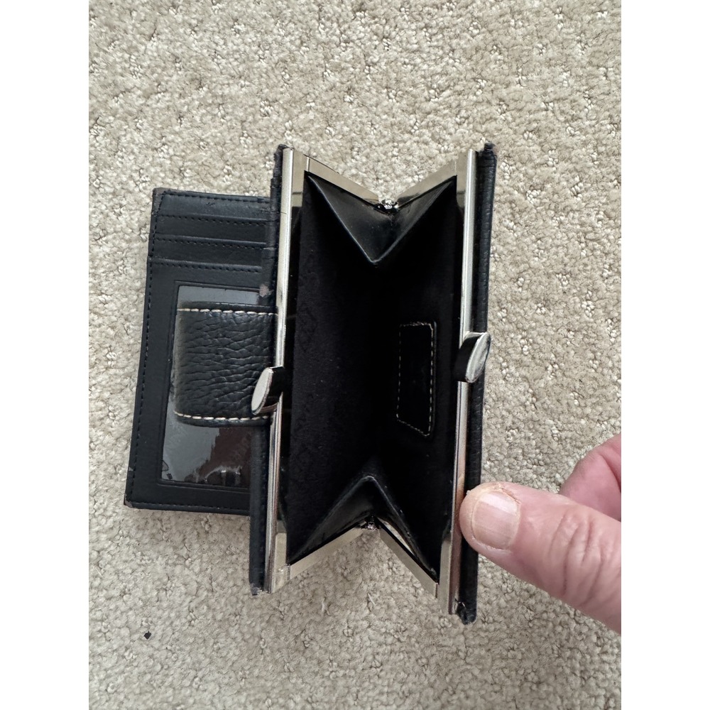 GIANI BERNINI Black Genuine Leather Nautical 18 Card Slots Kiss Lock Wallet - Picture 7 of 9